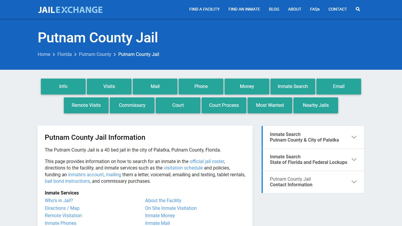 Putnam County Jail, FL Inmate Search, Information